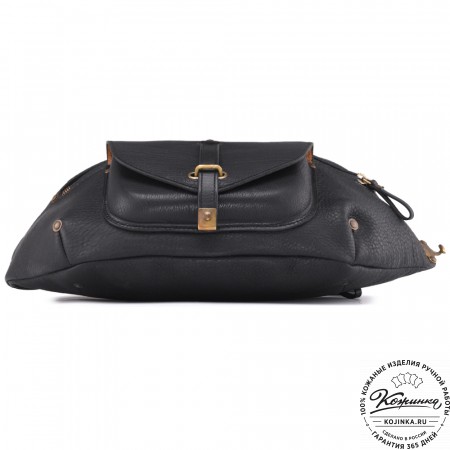 Кожаная нагрудная сумка "Слэш" (чёрная)